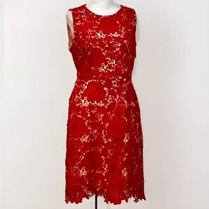 Red Lace Dress Sleeveless Ryan Michelle Size Large